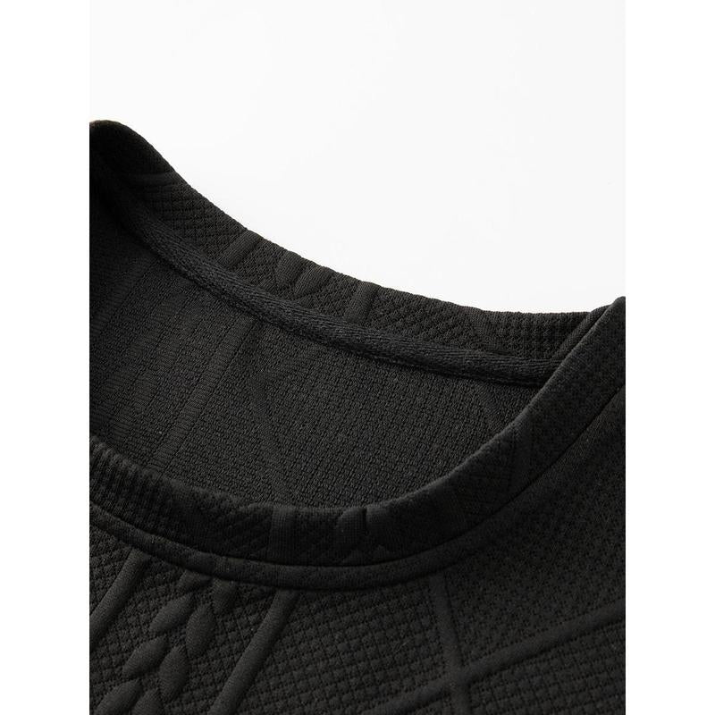 Men'S Summer Casual Sports Suit 2-Piece Texture Set Jacquard Texture Fabric Breathable round Neck T-Shirt & Shorts Formal Tropical Man Top Suits Menswear Clothes Crewneck Shortsleeve Suitable for Daily Leisure Running Tiktok Shop Deals Gifts for Him