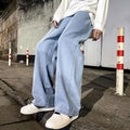 New Streetwear Loose Jeans Men Korean Style Fashion Loose Straight Wide Leg Pants Men'S Brand Clothing Black Light Blue